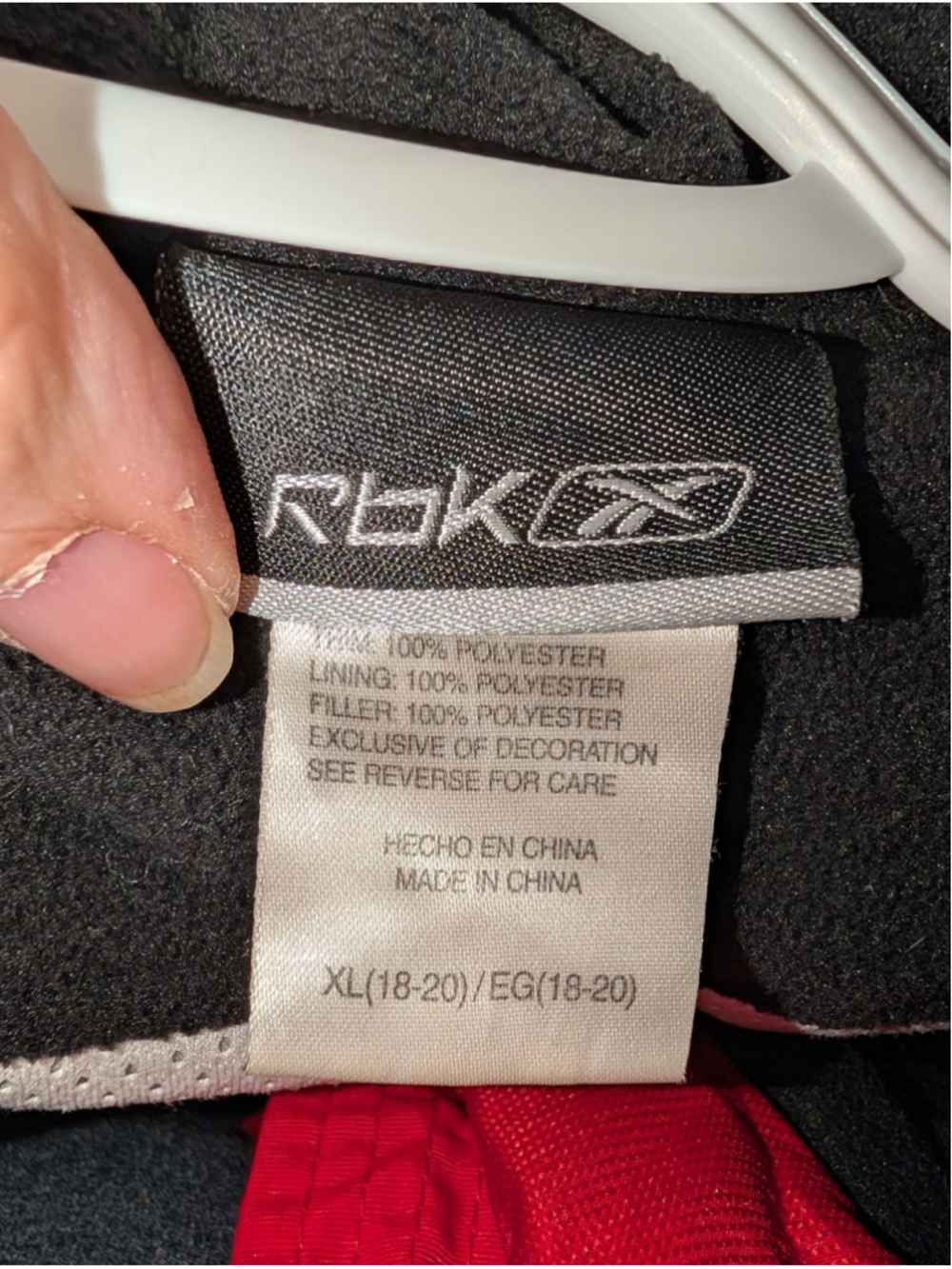 Reebok Puffer Jacket XL Red Gray, Boys - Picture 2 of 7